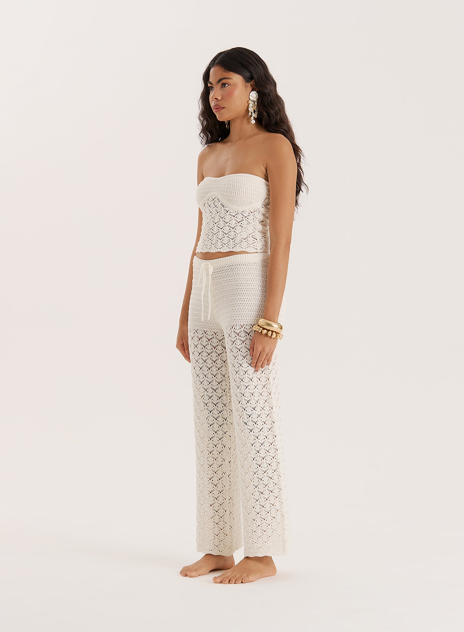 Cream Crochet Mix Trouser